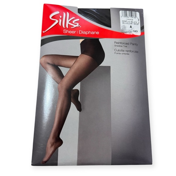 Silks Accessories - Silks Sheer Black Pantyhose Stockings Nylons Size A Control Top Shadow Toe NWT